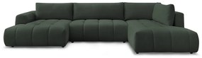 Divano angolare verde allungabile e con contenitore (penisola a destra/a U) con rivestimento in ciniglia Fuji – Bobochic Paris
