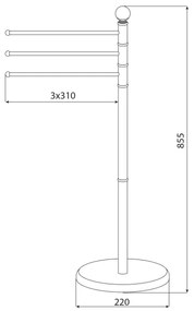 Aqualine - Piedistallo con gancio per asciugamani SAMBA 85,5 cm acciaio inossidabile/cromo lucido