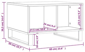 Tavolino da Salotto Rovere Marrone 60x50x36,5 cm in Multistrato