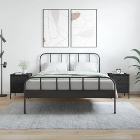 Comodini 2 Pz Neri 40x42x50 Cm İn Legno Multistrato /