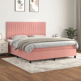 Giroletto A Molle Con Materasso Rosa 160x200 Cm İn Velluto /