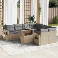 Set Divano da Giardino 9 pz con Cuscini Beige in Polyrattan 3326450