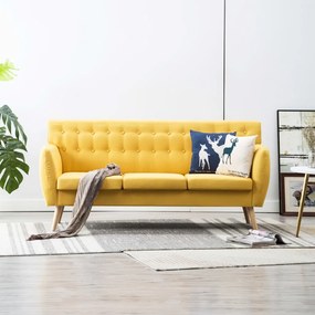 Divano A 3 Posti Rivestito İn Tessuto 172x70x82 Cm Giallo /