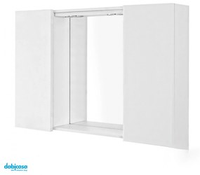 Specchiera Contenitiva "Stella" Da 91 Cm C/ Due Ante Color Bianco Lucido E Cassa In Pvc Bianco