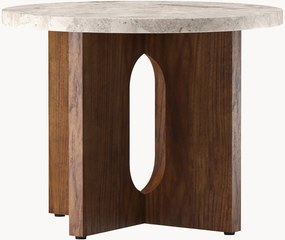 Tavolino rotondo in legno con piano in arenaria Androgyne