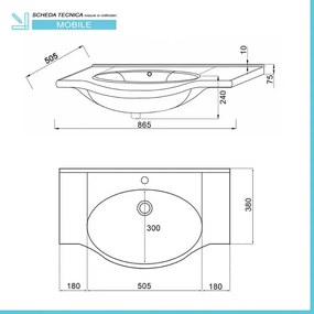 Mobile Bagno da terra 85 cm rovere bianco + specchio con pensile e luce LED