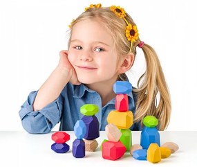 Gioco di Bilanciamento - Pietre di Legno - 21 pz