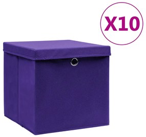 Contenitori Con Coperchi 10 Pz 28x28x28 Cm Viola /