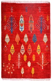 Loribaf Tappeto 90x60 Rosso (Iran) Annodato A Mano