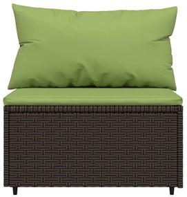 Divani centrali da giardino con cuscini 2pz polyrattan marrone