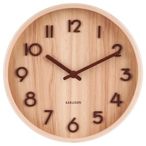 Orologio da parete marrone chiaro in legno di tiglio Piccolo, ø 22 cm Pure - Karlsson