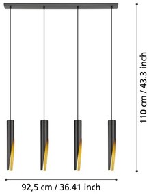 Eglo 900873 - Lampadario LED a sospensione con filo BARBOTTO 4xGU10/4,5W/230V nero/oro
