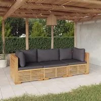 Set Divani da Giardino 3 pz con Cuscini Legno Massello di Teak 3100866