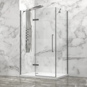 Box doccia 70x100 telaio acciaio spazzolato porta battente laterale fisso 70cm| KT1000SAS - KAMALU