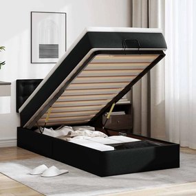Letto Pouf Con Materasso Nero 90x190 Cm Similpelle /