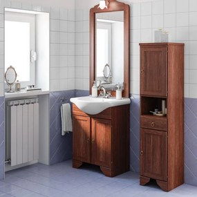 Mobile sottolavabo e lavabo Laura noce L 65 x H 90 x P 45 cm, 2 ante 2 cassetti