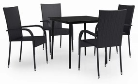 Set da pranzo da giardino 5 pz nero