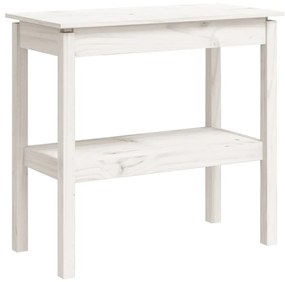 Tavolo consolle bianco 80x40x75 cm in legno massello di pino