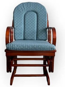 Poltrona a dondolo oscillante in legno con cuscino Blu - LONDRA