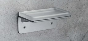 Colombo design over b7001vss porta sapone a muro in vetro acidato e acciaio inox satinato