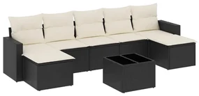 Set divani da giardino con cuscini 8 pz nero in polyrattan