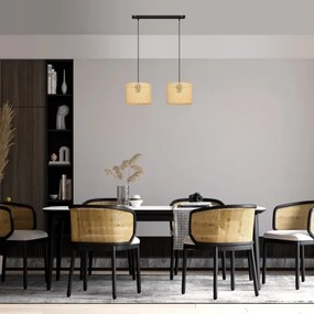 Lampadario a sospensione con filo ALBA 2xE27/15W/230V rattan/nero