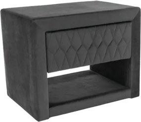 Comodino Azurro in velluto grigio - L 50 x L 35 x H 40 cm