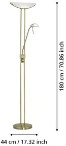 Lampada da terra color bronzo con paralume in vetro (altezza totale 180 cm) BAYA – EGLO