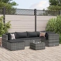 Set Divani da Giardino 7 pz con Cuscini in Polyrattan Grigio 3308218