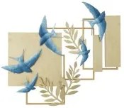 Decorazione da Parete DKD Home Decor Azzurro Dorato Metallo Uccello Glamour (84,5 x 8,3 x 72,4 cm)