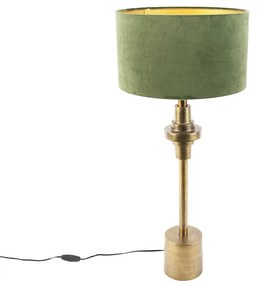 Lampada da tavolo Art Déco con paralume in velluto verde 35 cm - Diverso
