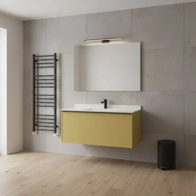 Mobile da bagno sospeso sotto lavabo Pixel frame 1 cassetto L 80 x H 40 x P 45.5 cm giallo laccato opaco, con maniglia alluminio nero opaco