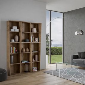 Libreria in legno Noce 137x200h cm con 3 elementi e vani trapezoidali TREK