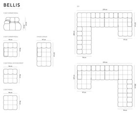 Divano in velluto rosso 379 cm Bellis - Micadoni Home