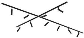 Sistema di illuminazione a binario moderno con 10 faretti neri monofase - Slimline Uzzy