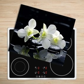 Tagliere in vetro Fiore di orchidea bianca 60x52 cm