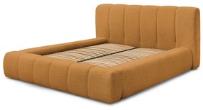 Letto matrimoniale imbottito color senape contenitore e rete inclusi 160x200 cm Denali - Bobochic Paris