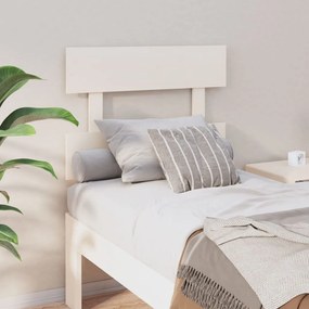 Testiera Per Letto Bianca 93,5x3x81cm İn Legno Massello Di Pino /