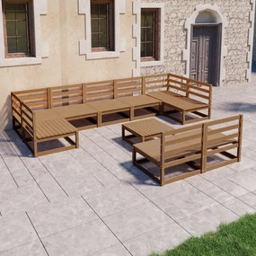 Set divani da giardino 10 pz in legno massello di pino