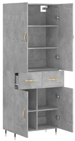 Credenza Grigio Cemento 69,5x34x180 cm in Legno Multistrato