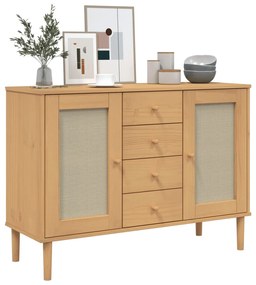 Credenza senja marrone 112x40x80 cm in legno massello di pino