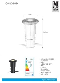 Černé zápustné svítidlo Markslöjd Garden 24 Decklight, ø 60 mm