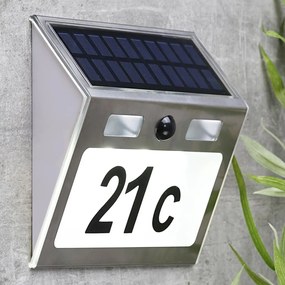 Numero Civico Illuminato A Led Solare Argento /