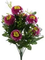 Set 4 Bouquet Artificiali di Aster Pon Pon Altezza 42 cm Viola