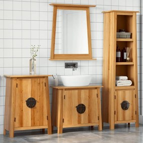Set Mobili Da Bagno 4 Pz İn Legno Massello Di Pino /