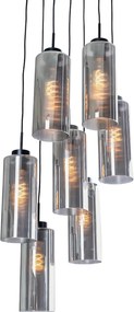 Lampadario Art Déco nero con vetro fumé a 7 luci - Laura