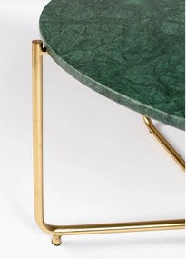 Tavolino da salotto rotondo verde/dorato con piano in marmo ø 70 cm Timpa – White Label