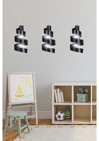 Lampadario Moderno 3 Luci Tristano In Acciaio Nero Con Fasce A Spirale