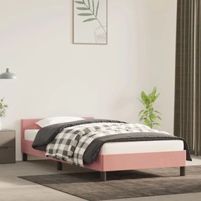 Giroletto Con Testiera Senza Materasso Rosa 90x200 Cm Velluto /