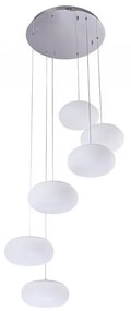 Lampada Led A Sospensione Moderna Rotonda Colore Bianco Con 6 Fari Diametro 200mm 72W 3000K Dimmerabile Triac SKU-40011